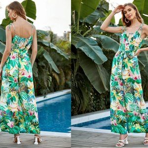 ✅ SALE NEW! Tie Shoulder Self Belted Floral Cami Jumpsuit